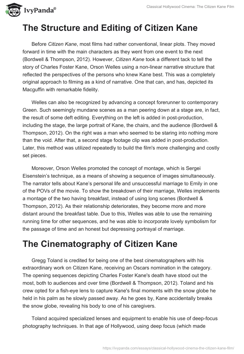 Classical Hollywood Cinema: The "Citizen Kane" Film. Page 2