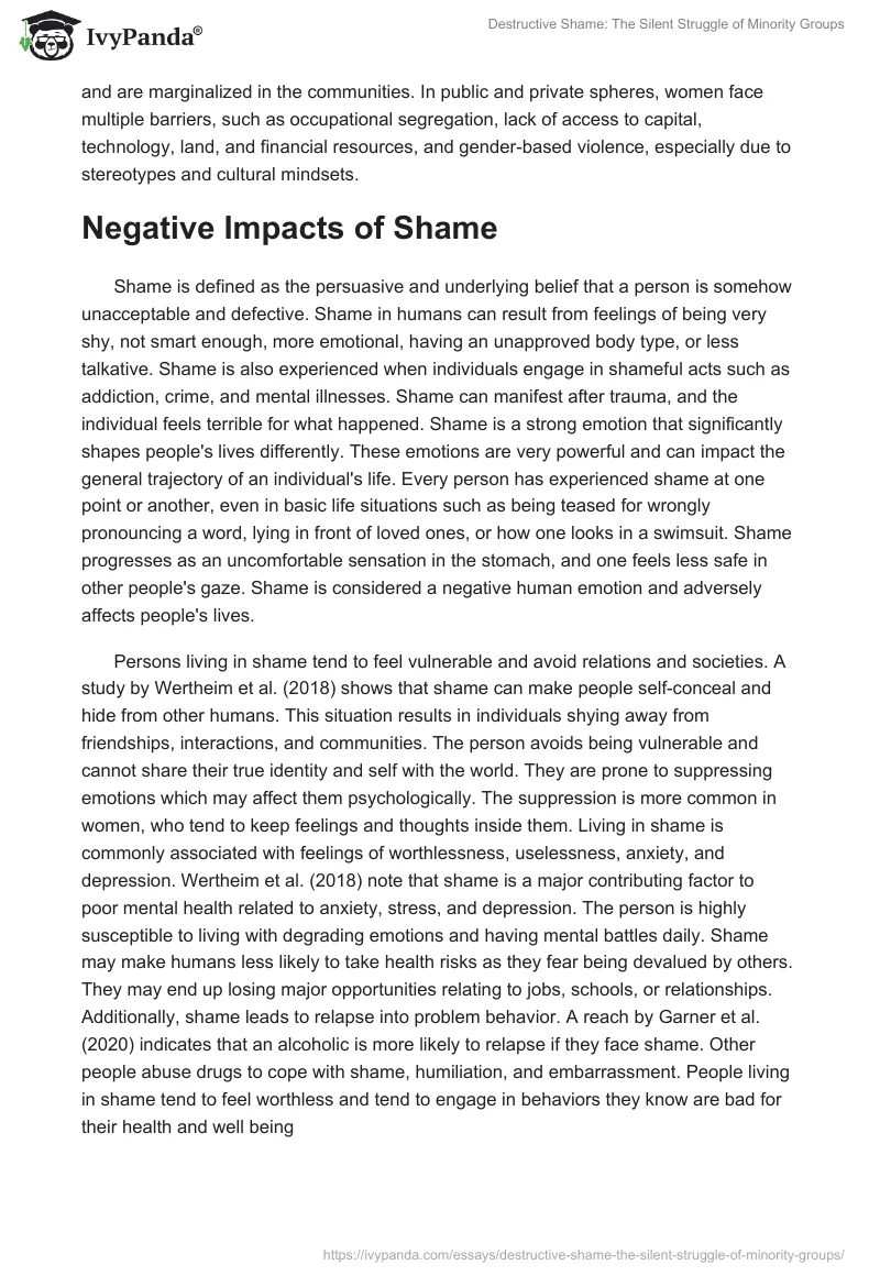 Destructive Shame: The Silent Struggle of Minority Groups. Page 2