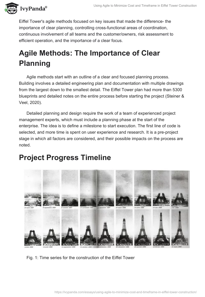 Using Agile to Minimize Cost and Timeframe in Eiffel Tower Construction. Page 2