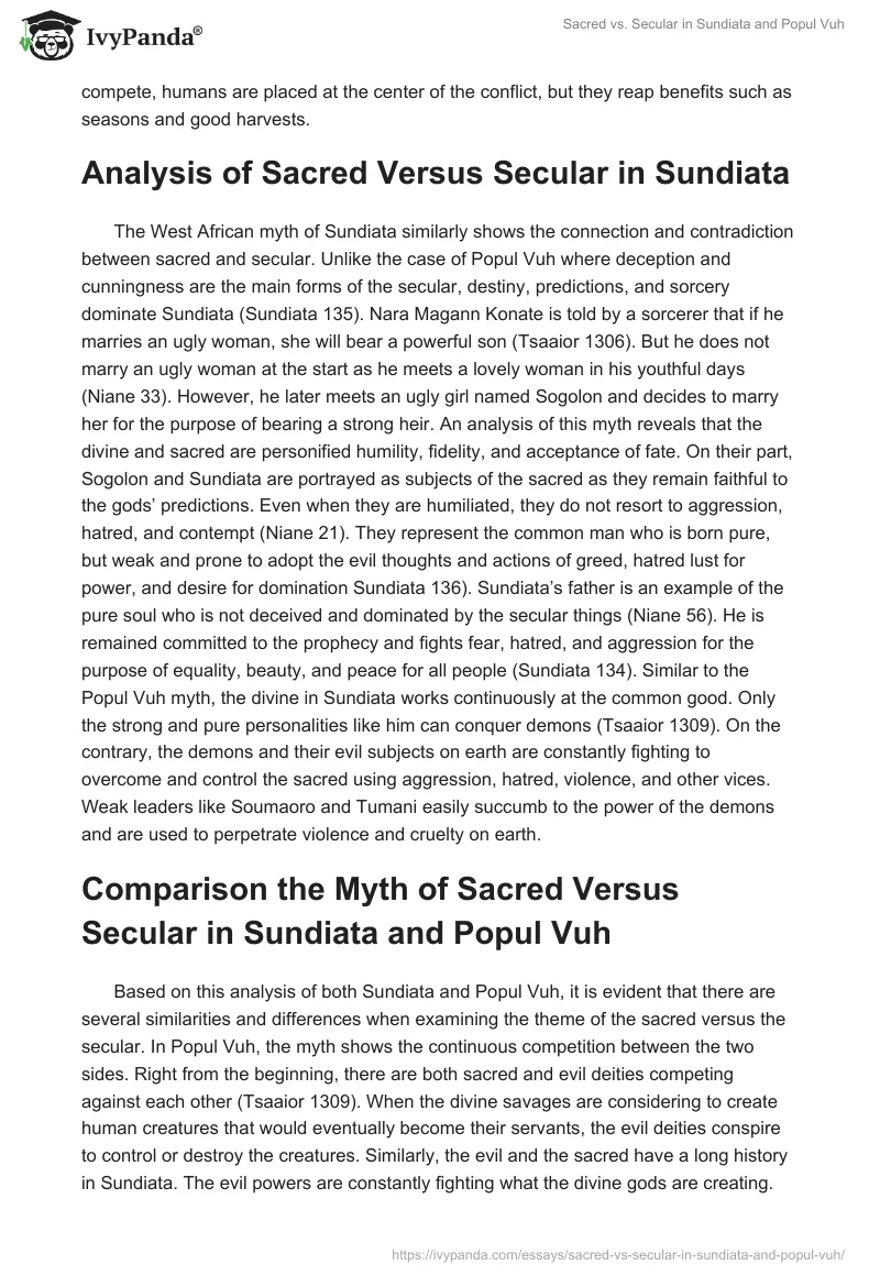 Sacred vs. Secular in Sundiata and Popul Vuh. Page 3