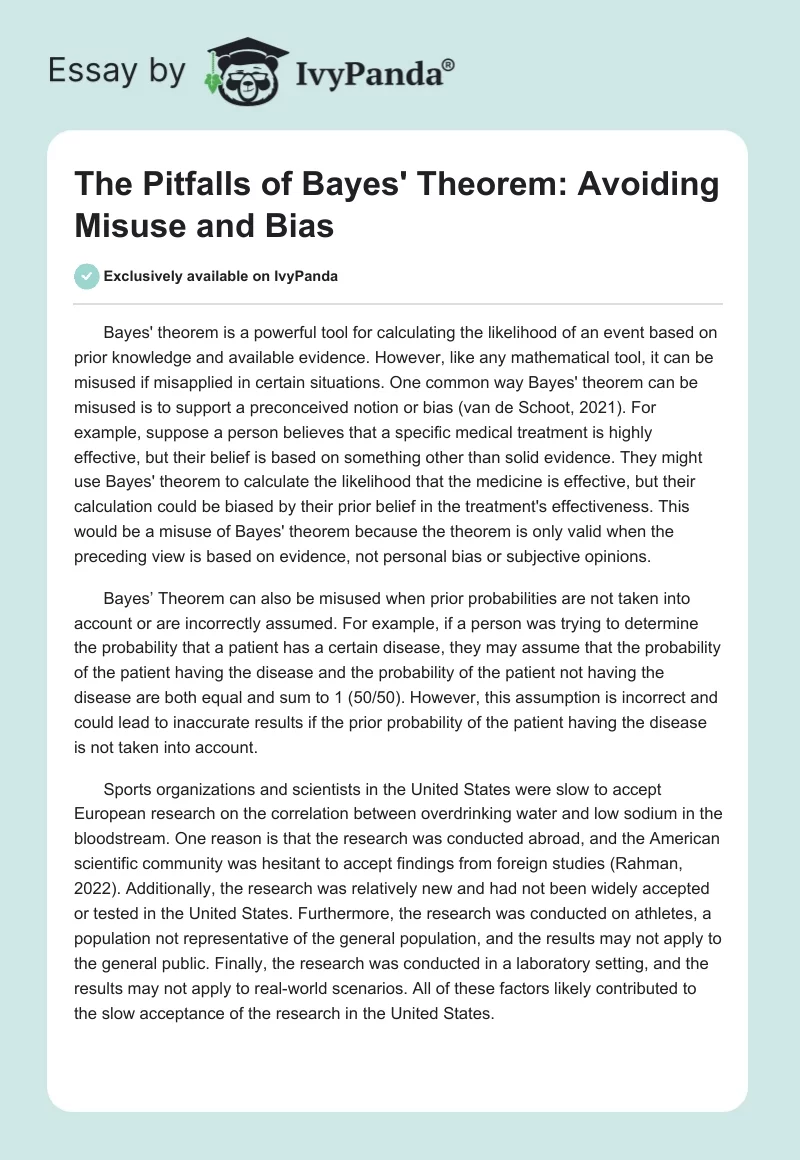The Pitfalls of Bayes' Theorem: Avoiding Misuse and Bias. Page 1