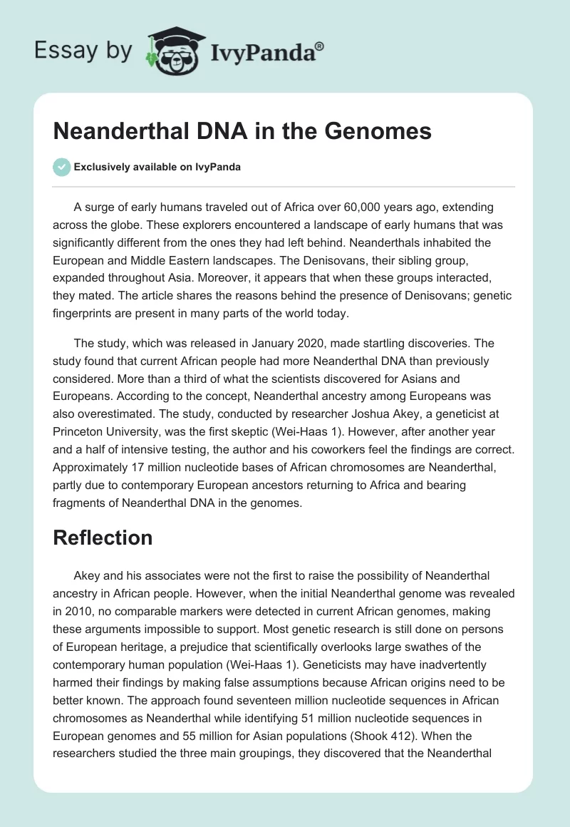Neanderthal DNA in the Genomes. Page 1