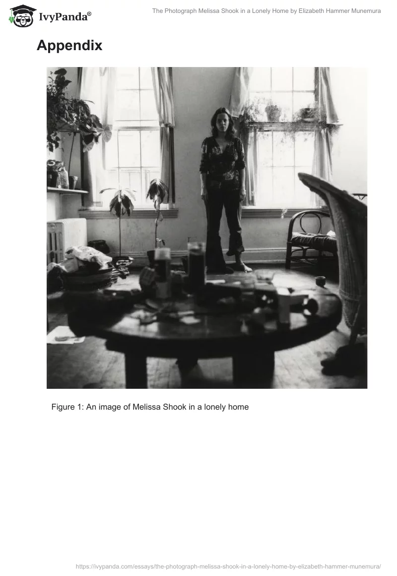 The Photograph "Melissa Shook in a Lonely Home" by Elizabeth Hammer Munemura. Page 5