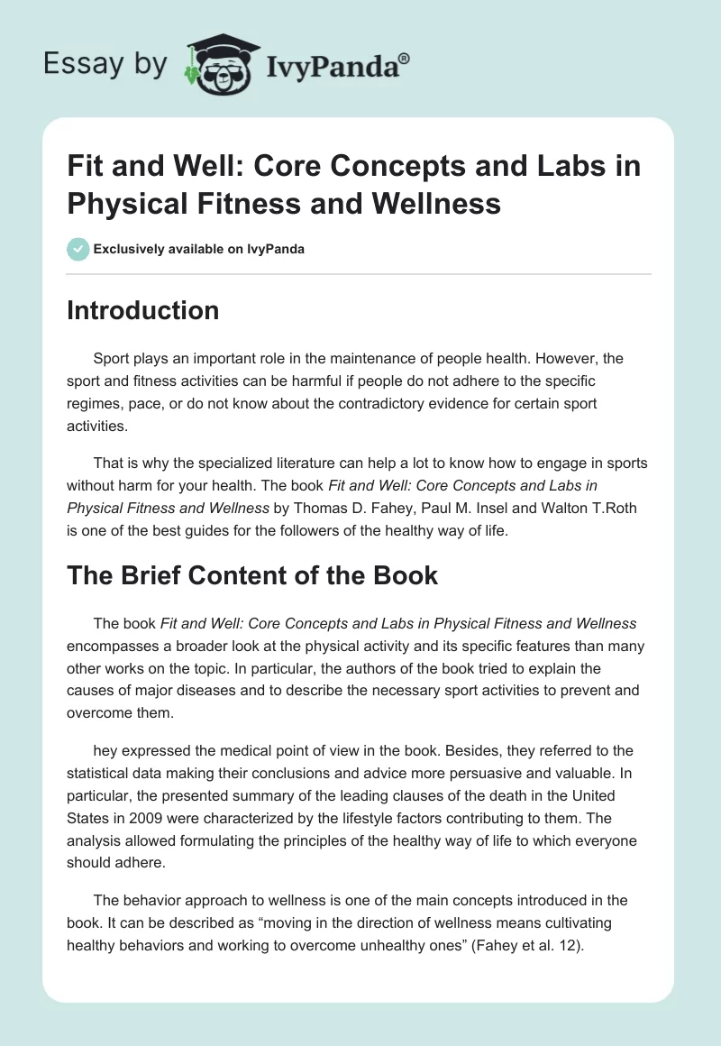 Fit and Well: Core Concepts and Labs in Physical Fitness and Wellness. Page 1