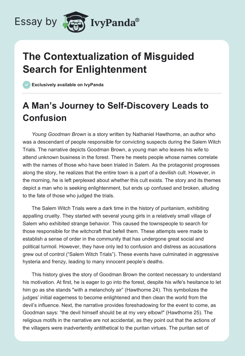 The Contextualization of Misguided Search for Enlightenment. Page 1