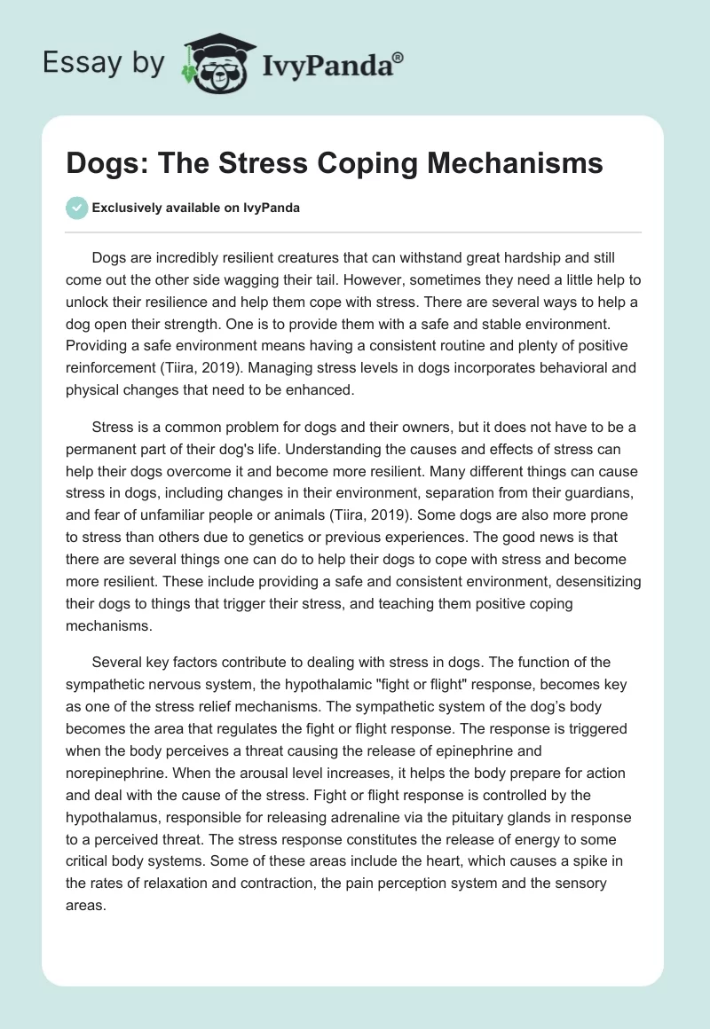 Dogs: The Stress Coping Mechanisms. Page 1