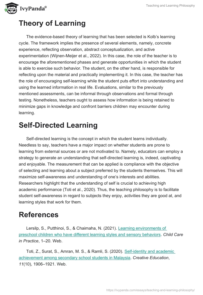 Teaching and Learning Philosophy. Page 2