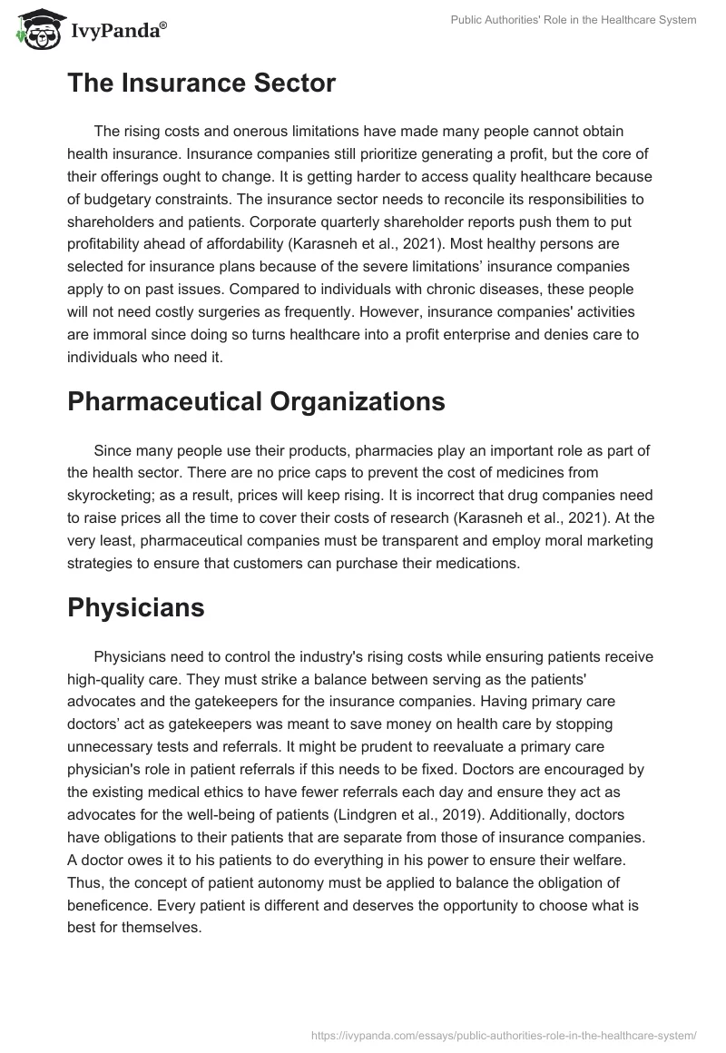 Public Authorities' Role in the Healthcare System. Page 2