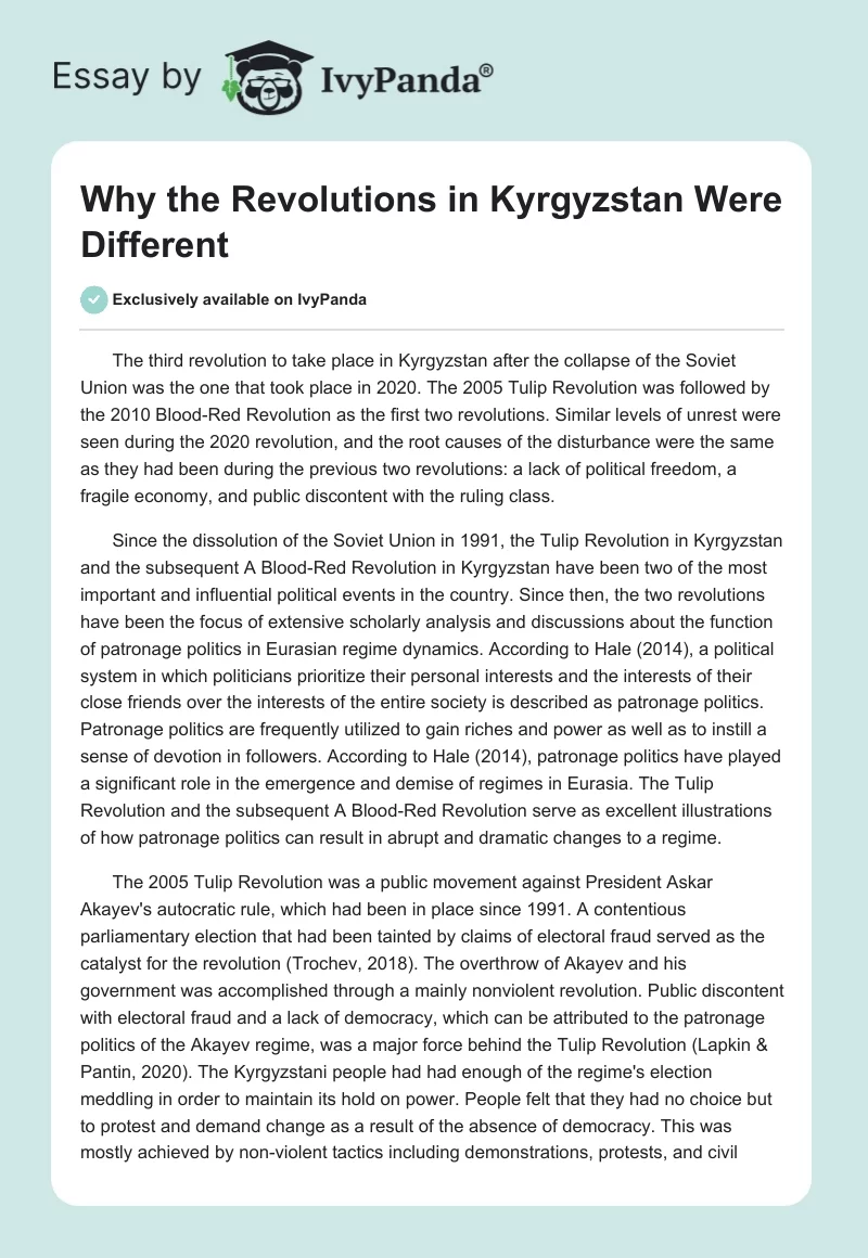 Why the Revolutions in Kyrgyzstan Were Different. Page 1