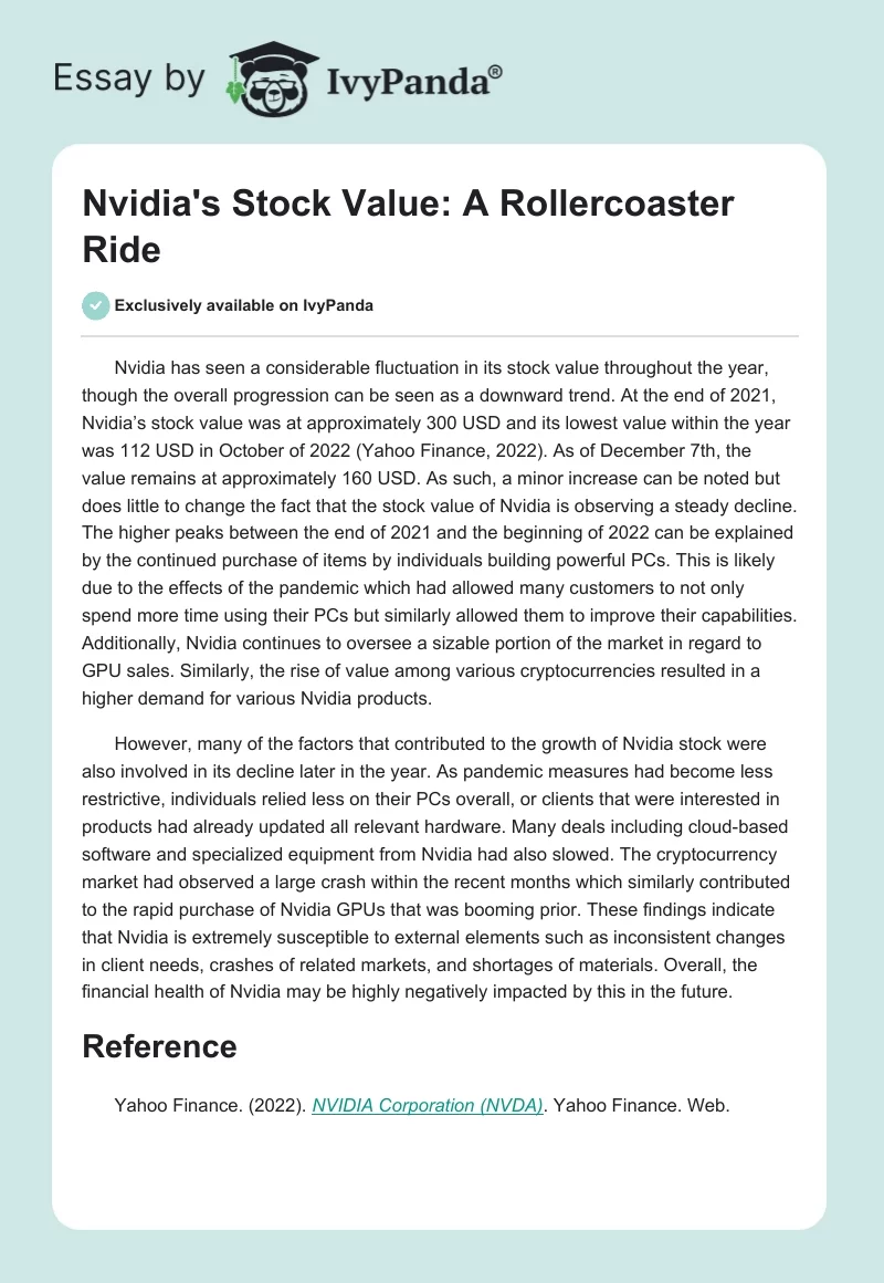 Nvidia's Stock Value: A Rollercoaster Ride. Page 1