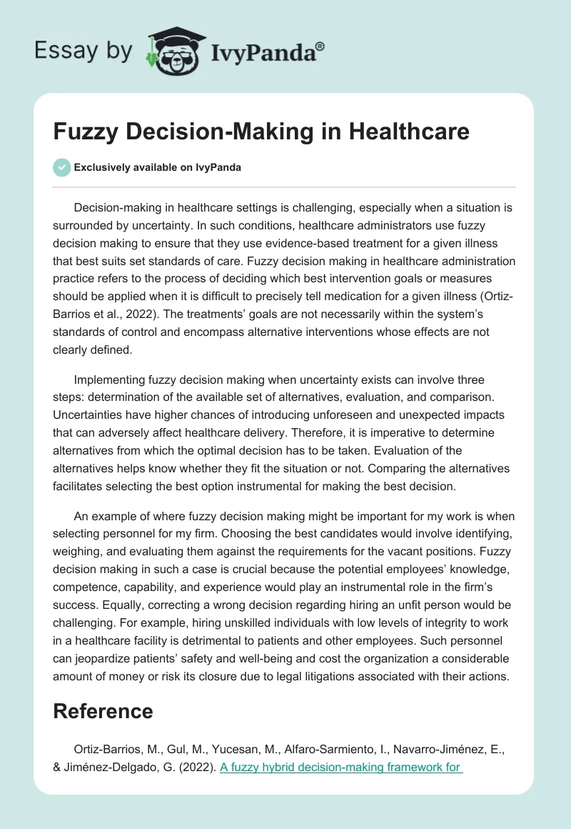Fuzzy Decision-Making in Healthcare. Page 1