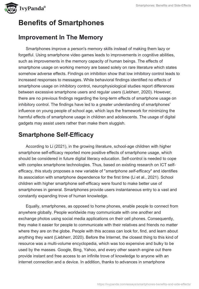 Smartphones: Benefits and Side-Effects. Page 2