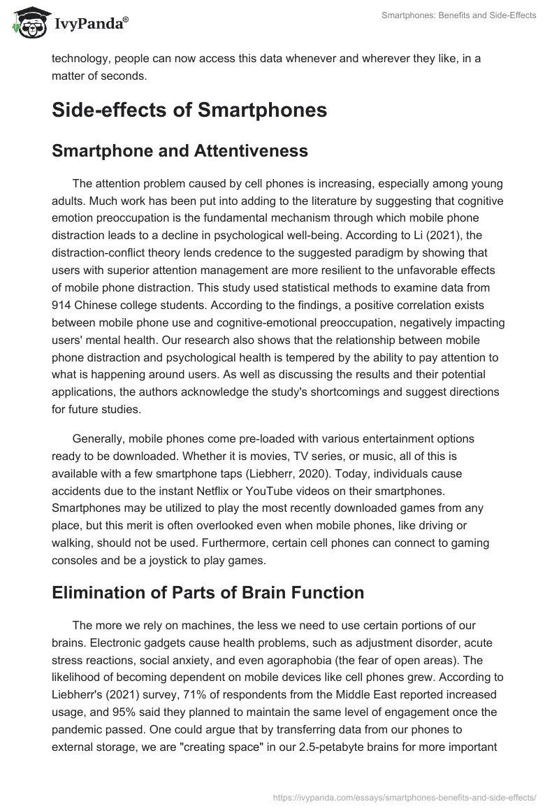 Smartphones: Benefits and Side-Effects. Page 3