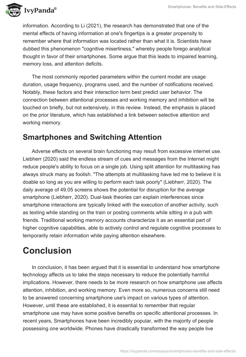 Smartphones: Benefits and Side-Effects. Page 4
