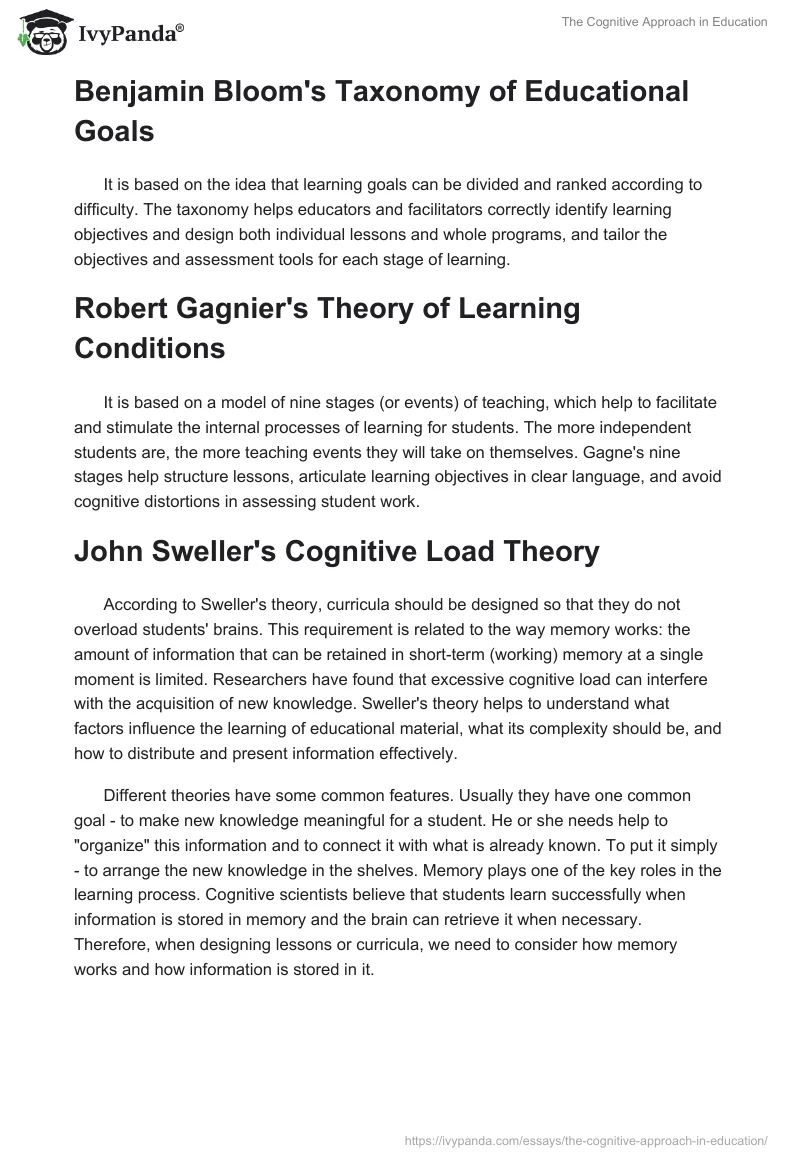 The Cognitive Approach in Education. Page 2