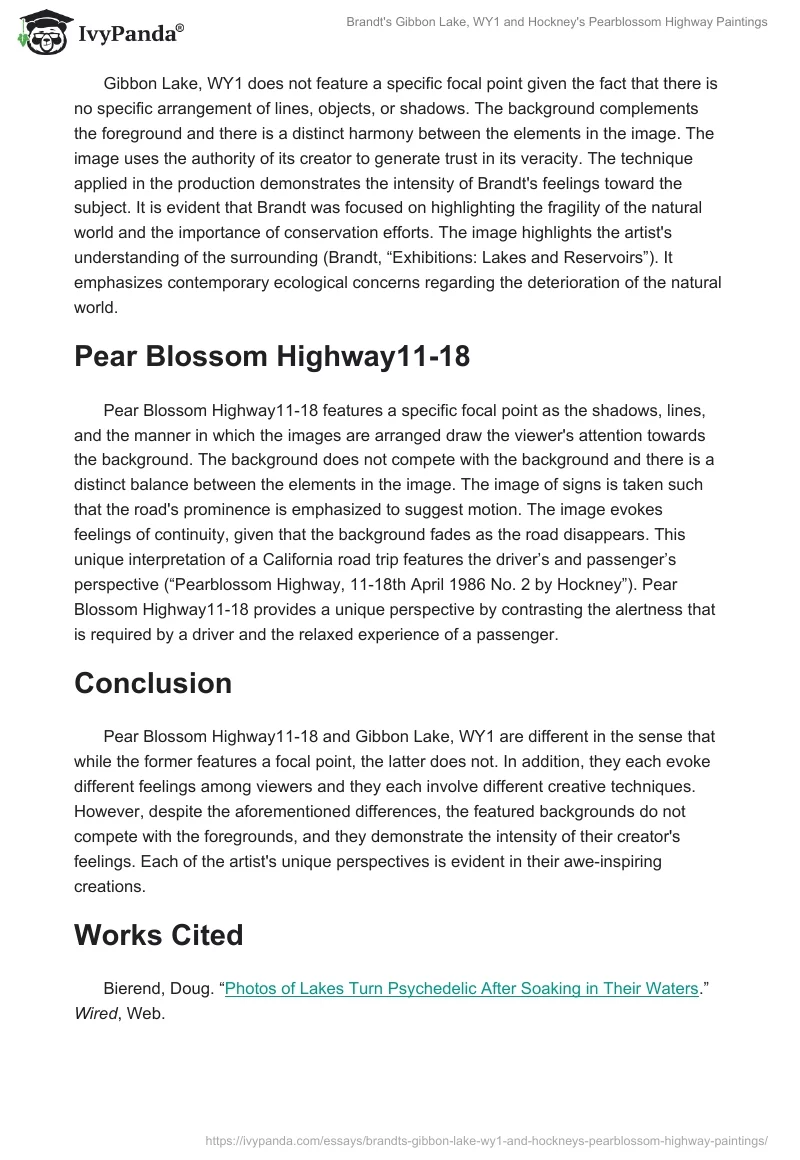 Brandt's Gibbon Lake, WY1 and Hockney's Pearblossom Highway Paintings. Page 2