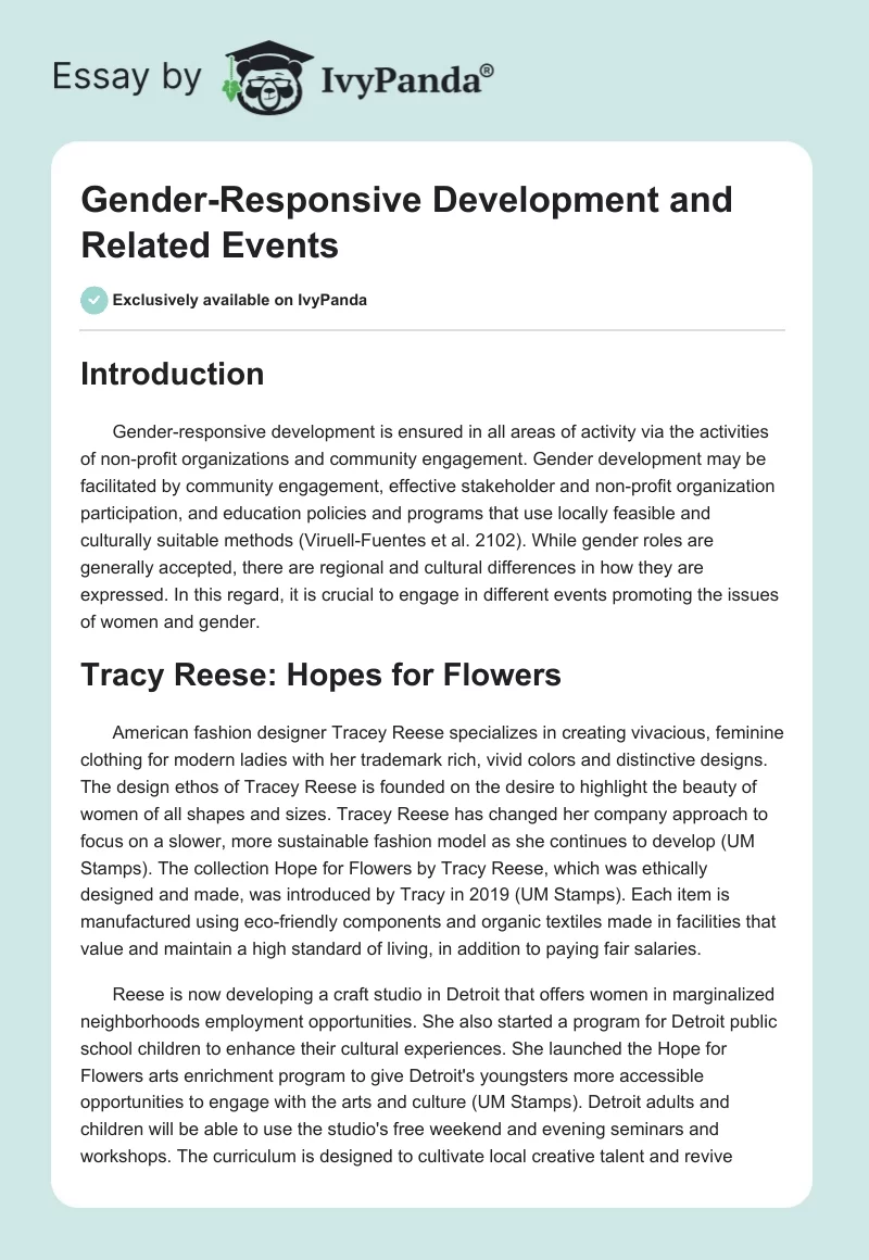 Gender-Responsive Development and Related Events. Page 1