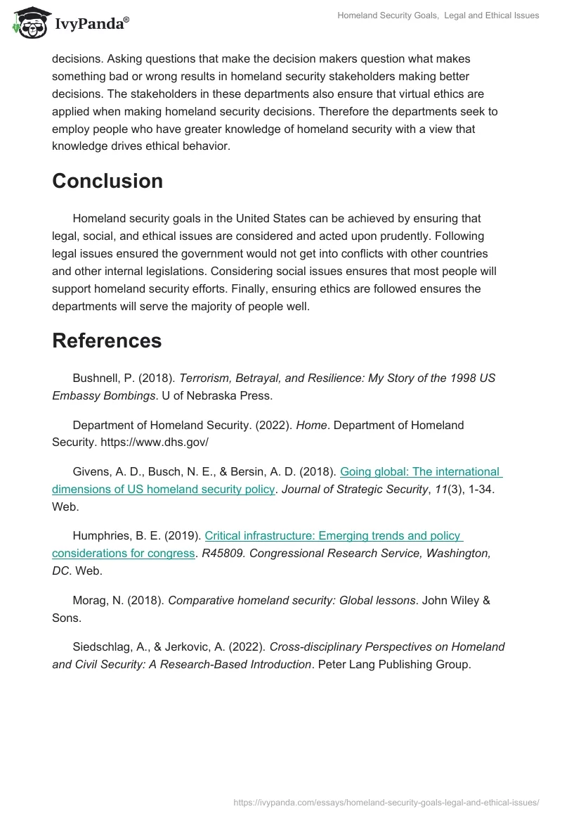 Homeland Security Goals,  Legal and Ethical Issues. Page 3