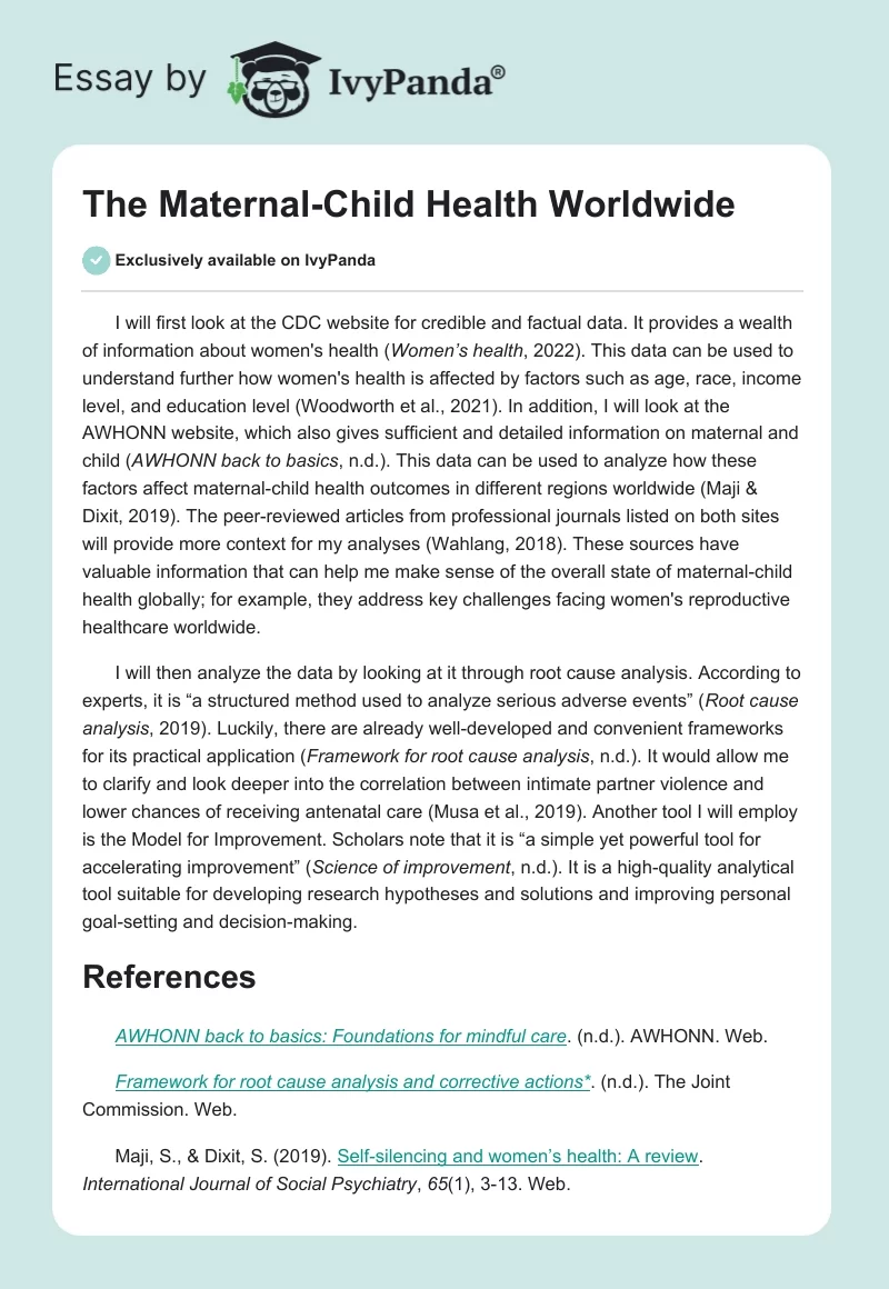 The Maternal-Child Health Worldwide. Page 1