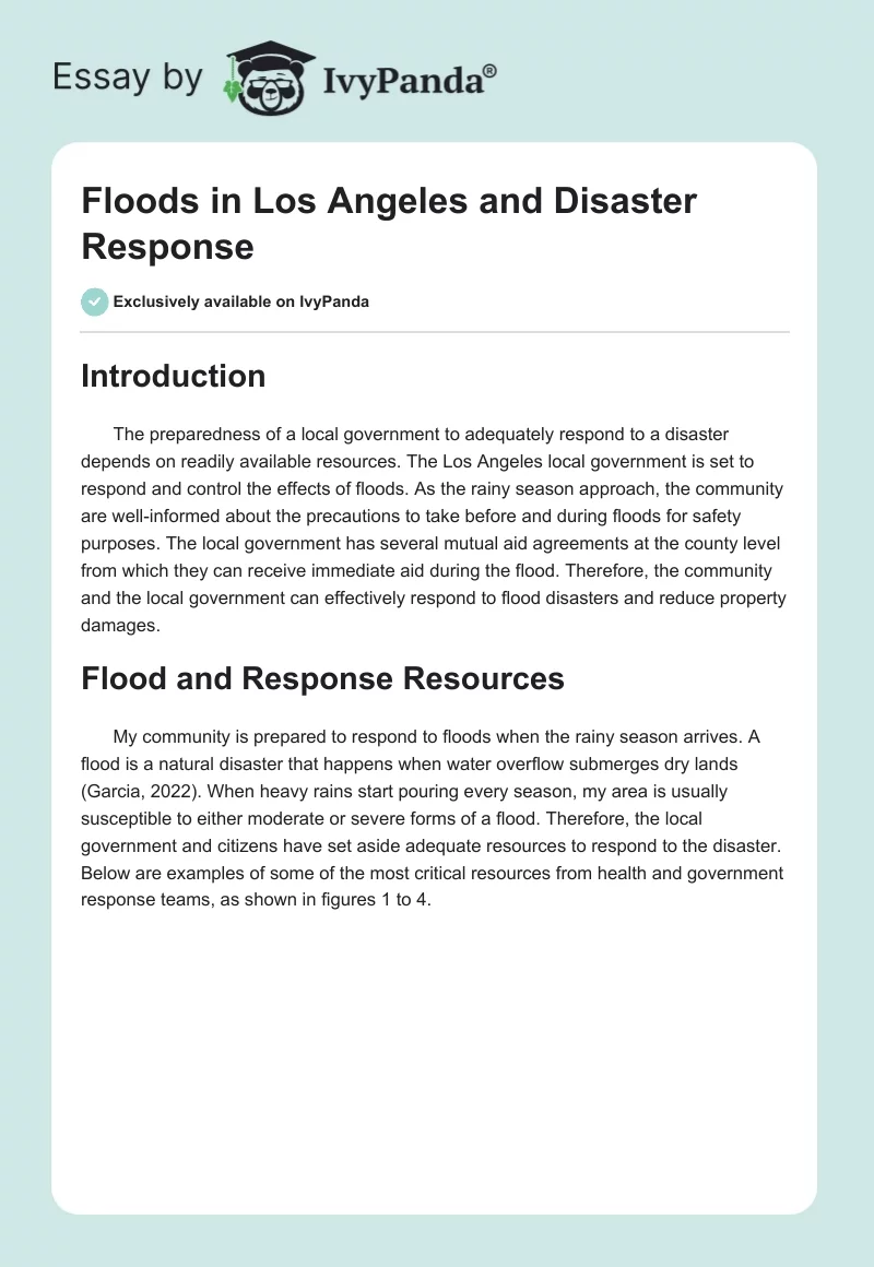 Floods in Los Angeles and Disaster Response. Page 1