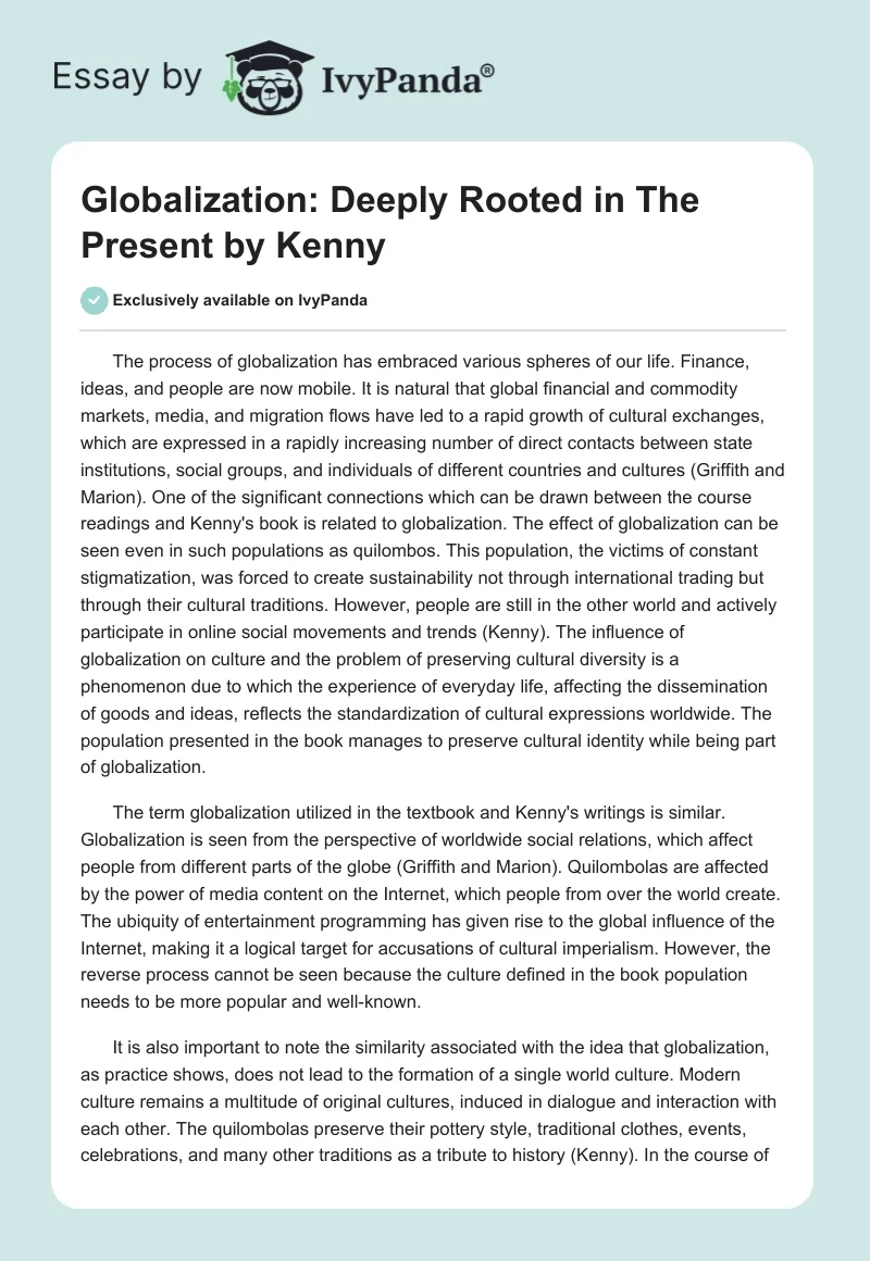 Globalization: Deeply Rooted in The Present by Kenny. Page 1