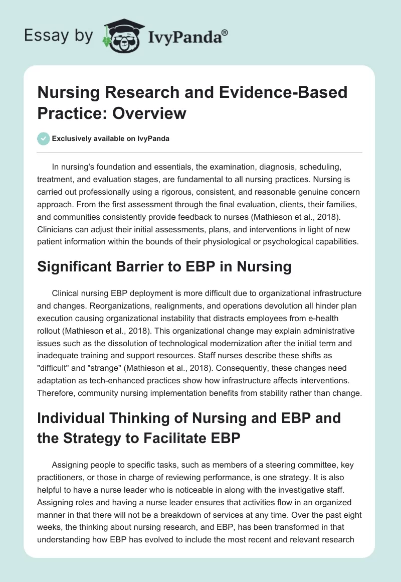 Nursing Research and Evidence-Based Practice: Overview. Page 1