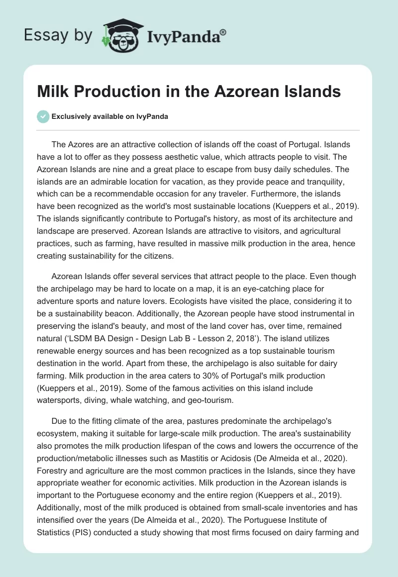 Milk Production in the Azorean Islands. Page 1