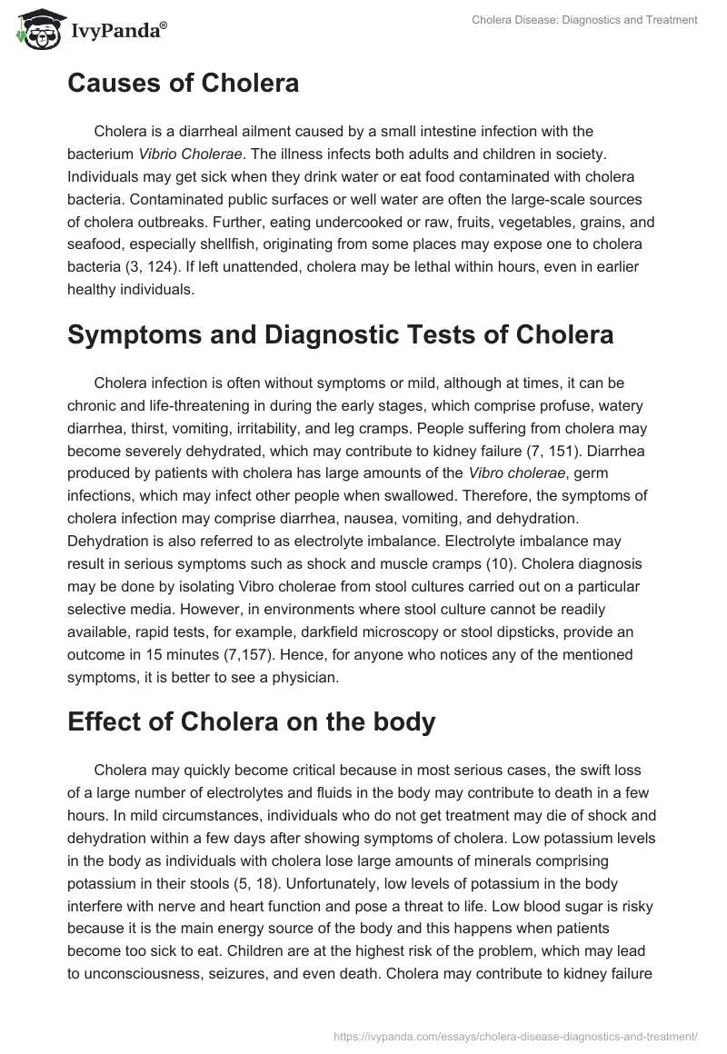 Cholera Disease: Diagnostics and Treatment. Page 2