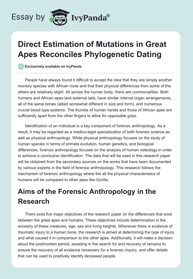 Direct Estimation of Mutations in Great Apes Reconciles Phylogenetic Dating. Page 1