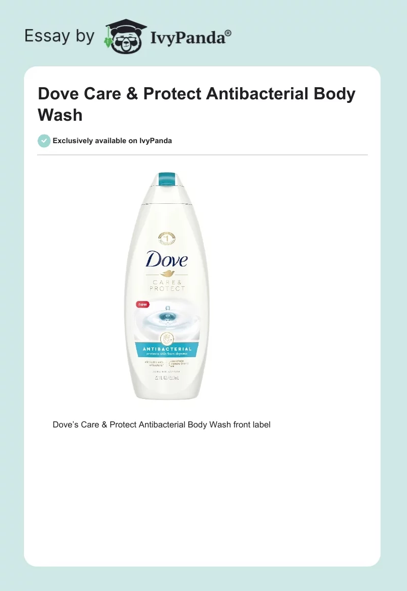 Dove Care & Protect Antibacterial Body Wash. Page 1