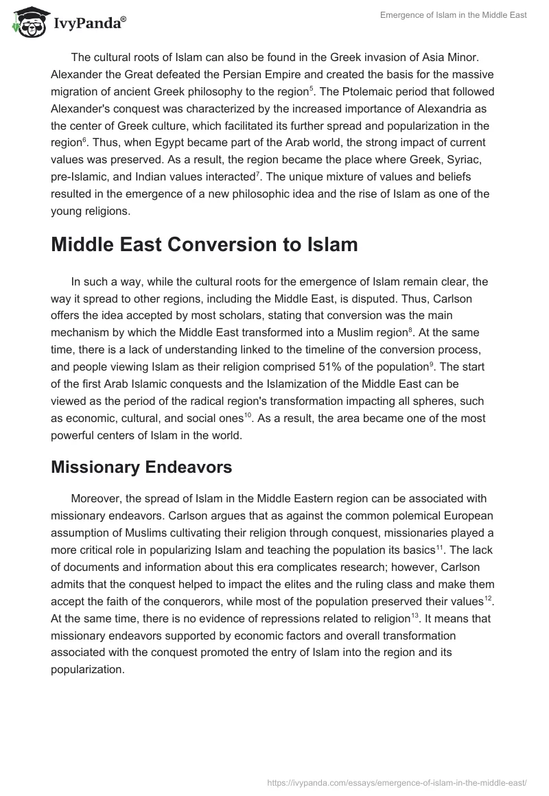 Emergence of Islam in the Middle East. Page 2