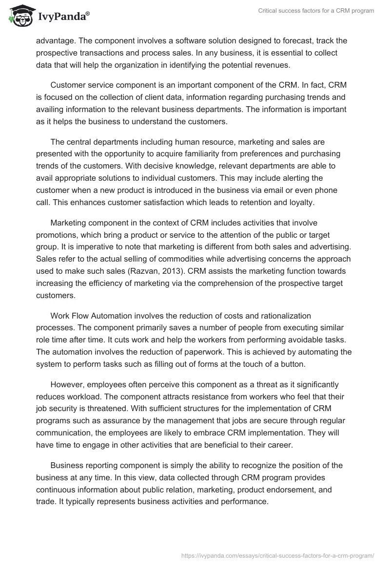 Critical success factors for a CRM program. Page 3