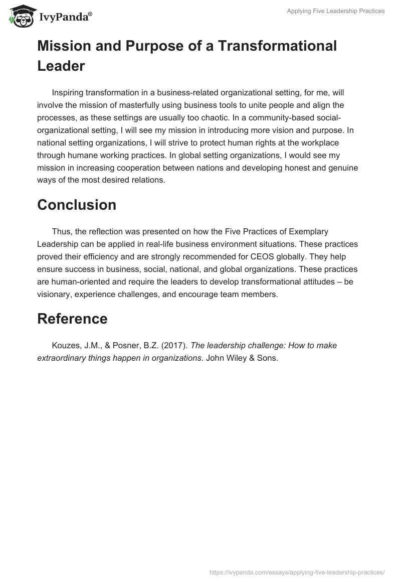 Applying Five Leadership Practices. Page 3