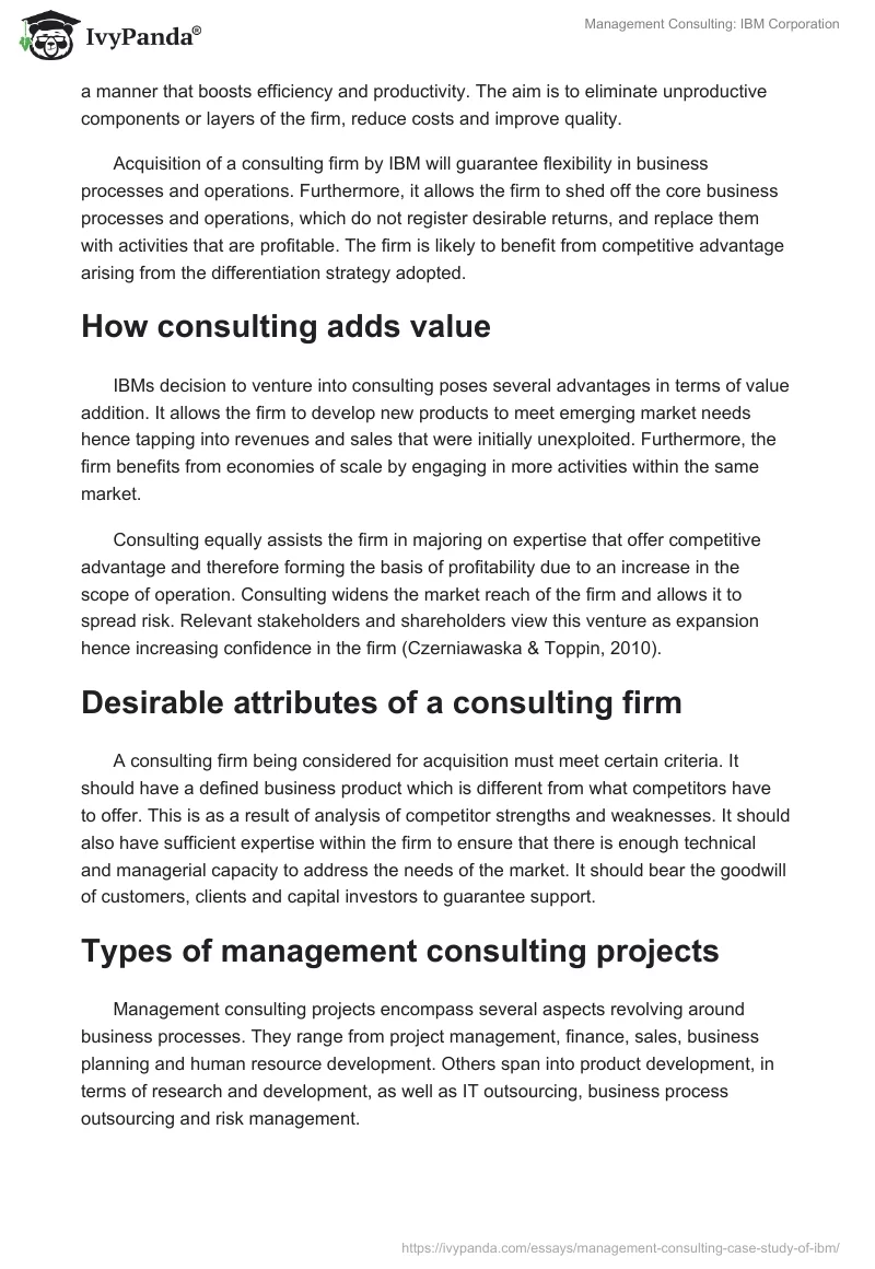 Management Consulting: IBM Corporation. Page 2
