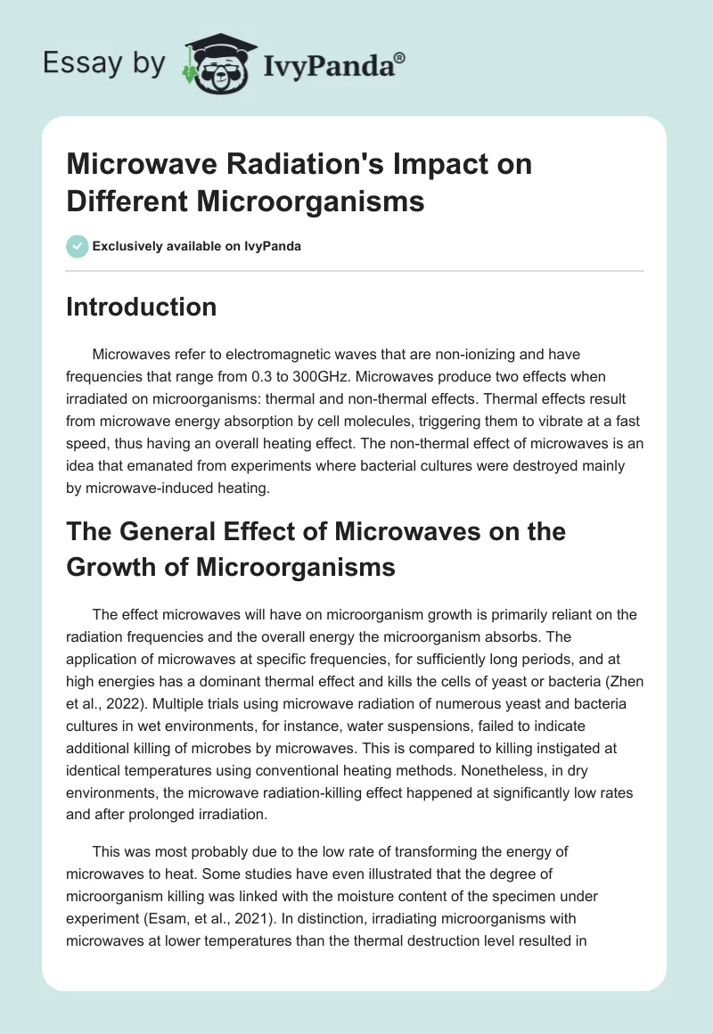 Microwave Radiation's Impact on Different Microorganisms. Page 1