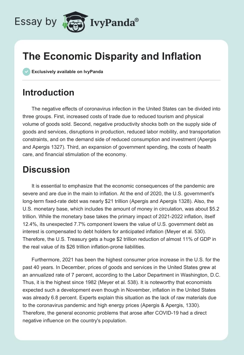 The Economic Disparity and Inflation. Page 1