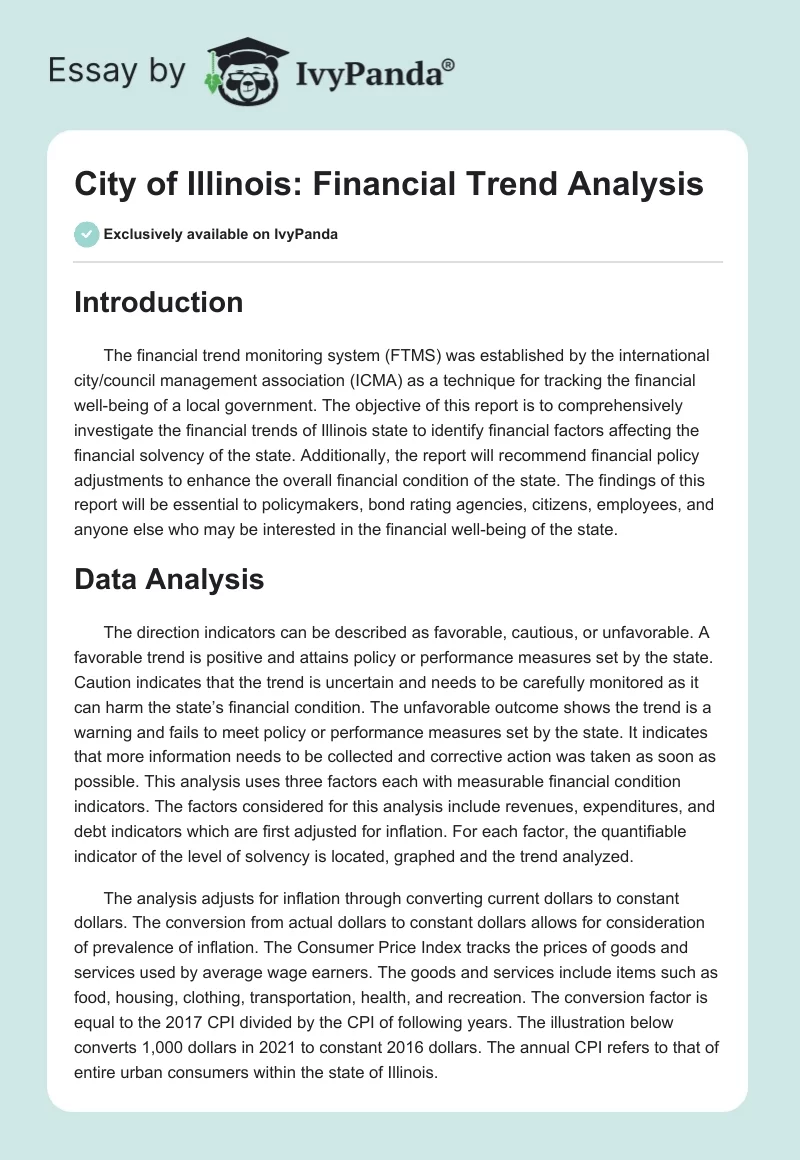 City of Illinois: Financial Trend Analysis. Page 1