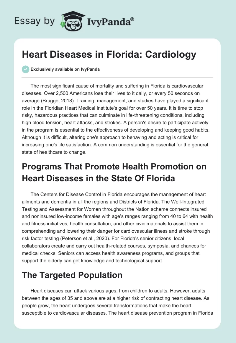 Heart Diseases in Florida: Cardiology. Page 1