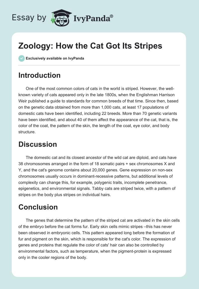 Zoology: How the Cat Got Its Stripes. Page 1
