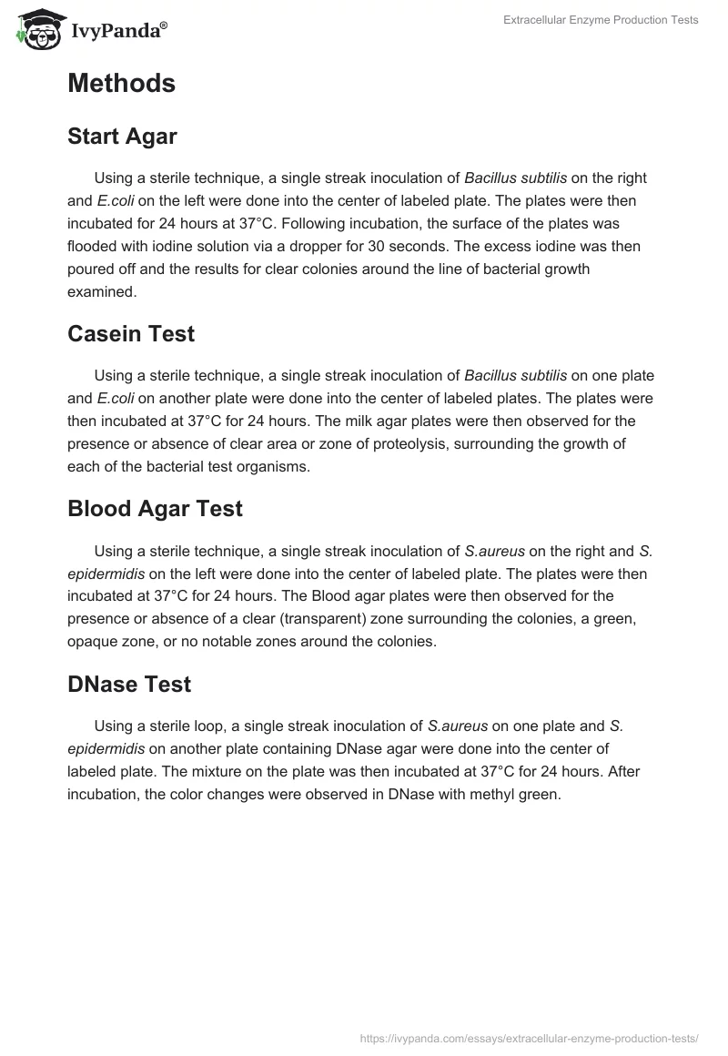 Extracellular Enzyme Production Tests. Page 2