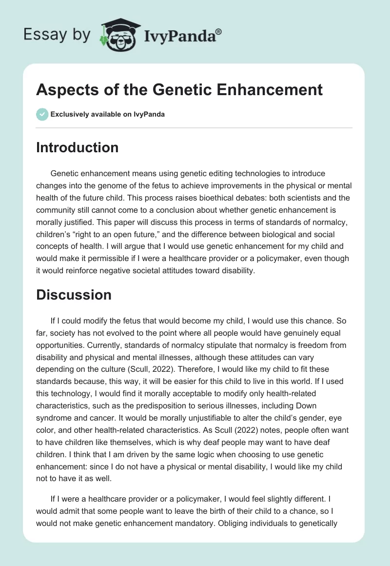 Aspects of the Genetic Enhancement. Page 1
