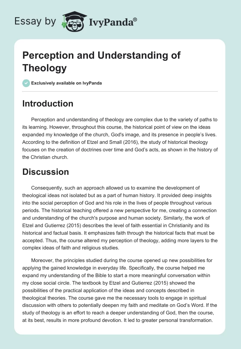 Perception and Understanding of Theology. Page 1