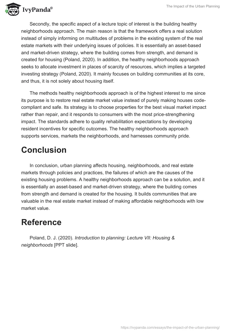 The Impact of the Urban Planning. Page 2
