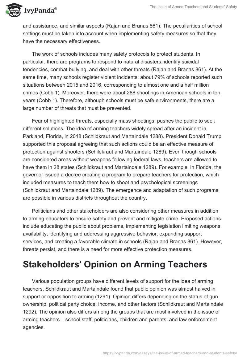 The Issue of Armed Teachers and Students' Safety. Page 2