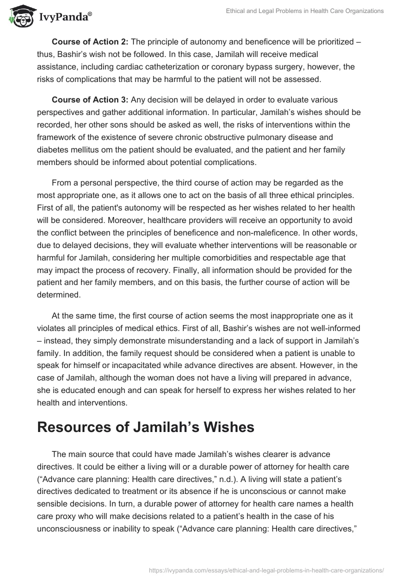 Ethical and Legal Problems in Health Care Organizations. Page 3