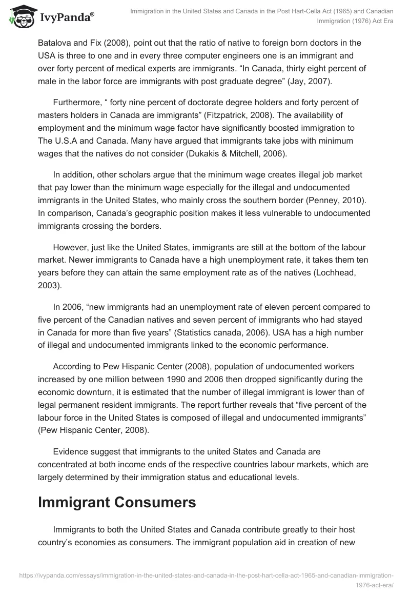 Immigration in the United States and Canada in the Post Hart-Cella Act (1965) and Canadian Immigration (1976) Act Era. Page 2