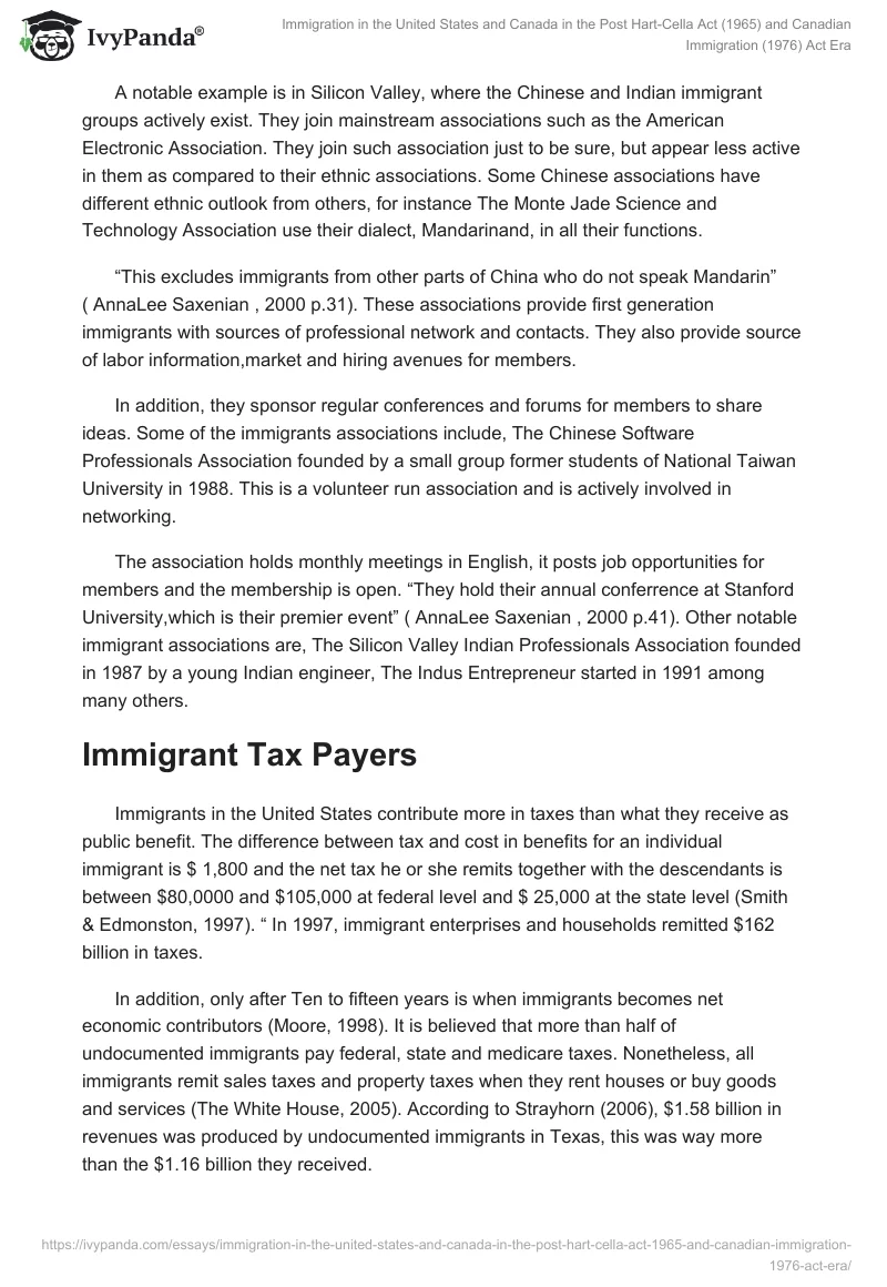 Immigration in the United States and Canada in the Post Hart-Cella Act (1965) and Canadian Immigration (1976) Act Era. Page 5