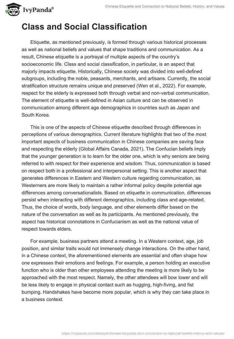 Chinese Etiquette and Connection to National Beliefs, History, and Values. Page 4