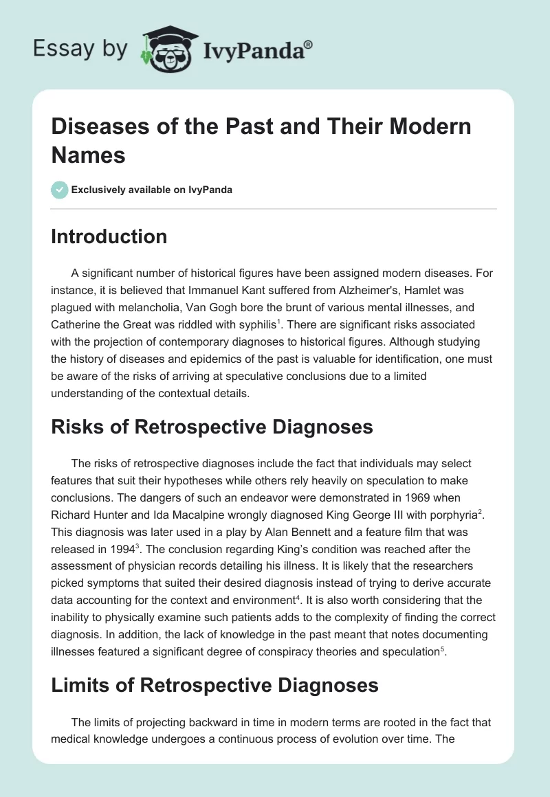 Diseases of the Past and Their Modern Names. Page 1