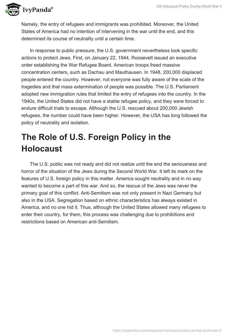 US Holocaust Policy During World War II. Page 2
